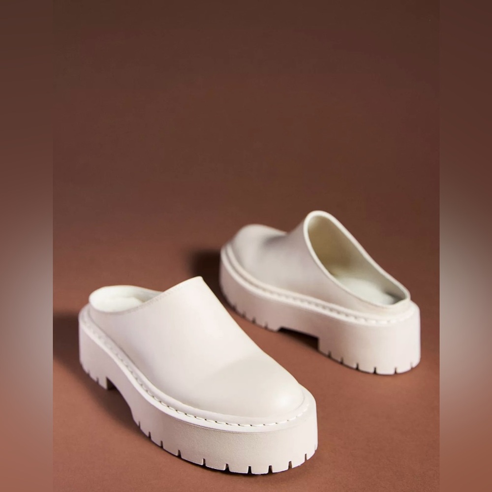 Anthropologie Cream Platform Mule Clogs - Picture 2 of 8